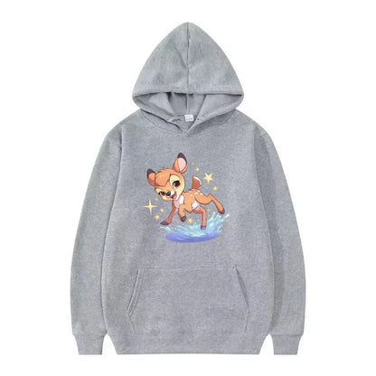 Bambi Cartoon Pattern Black Hoodie for Kids