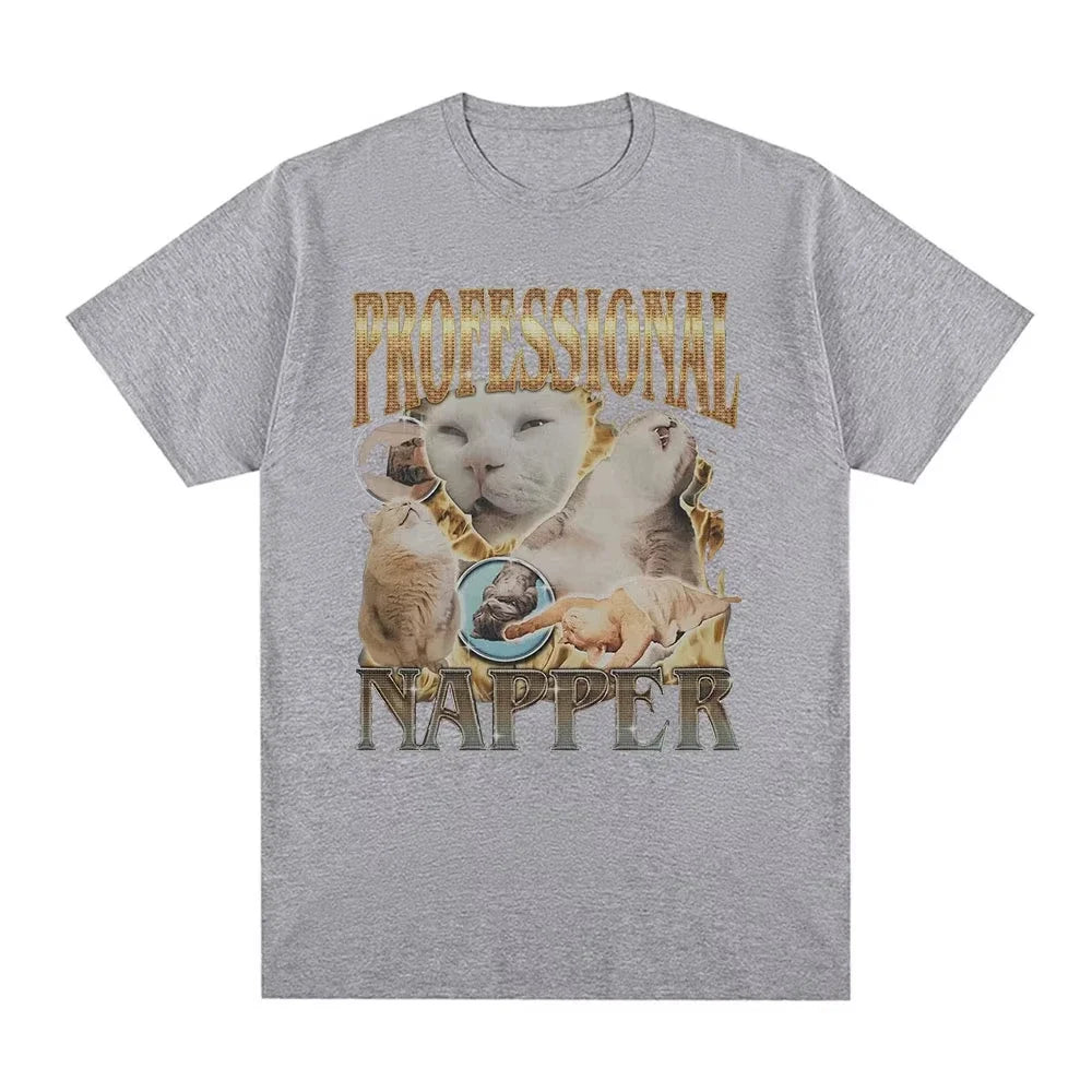professional napper cat meme t-shirt for kids