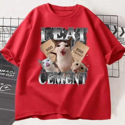 I Eat Cement Funny Cat Meme T-Shirt