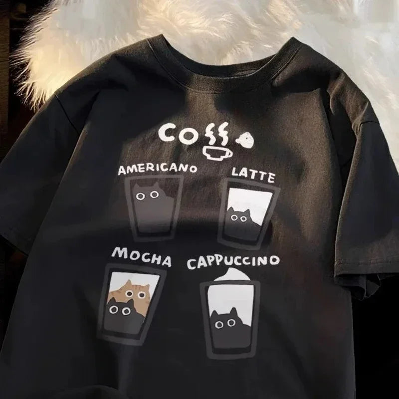 cute cartoon cat and dog graphic t-shirt for kids