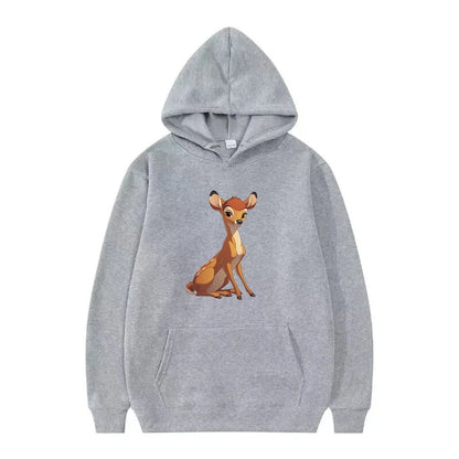 Bambi Cartoon Pattern Black Hoodie for Kids