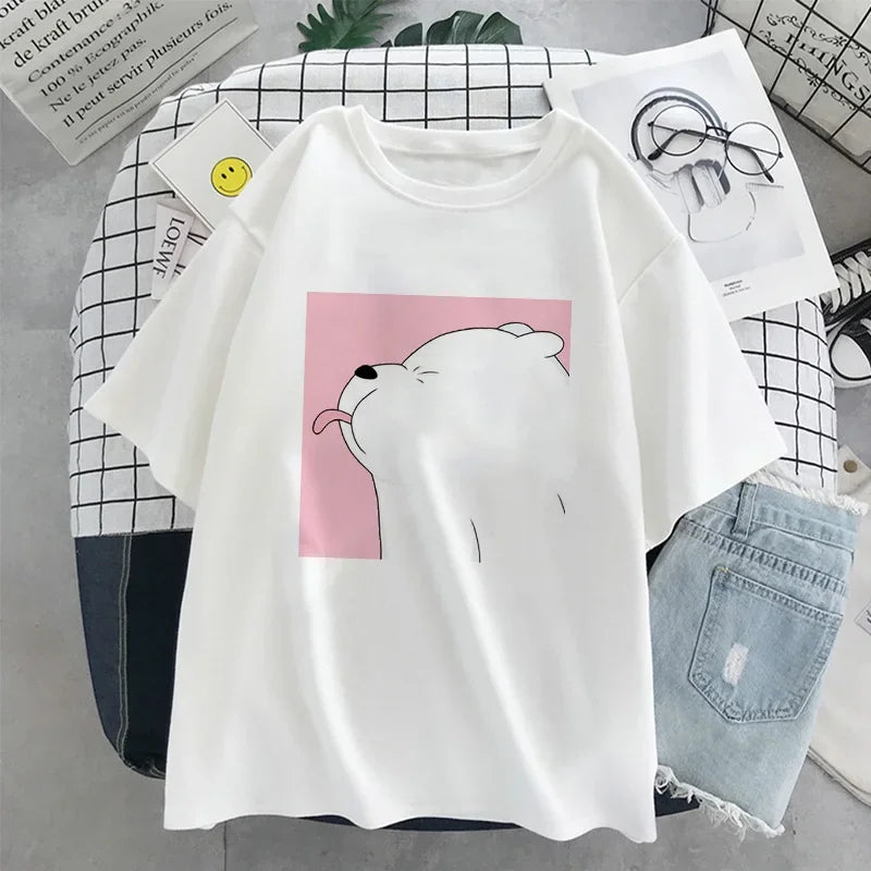 kawaii bear print short sleeve t-shirt for kids