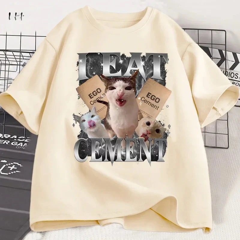 i eat cement funny cat meme t-shirt
