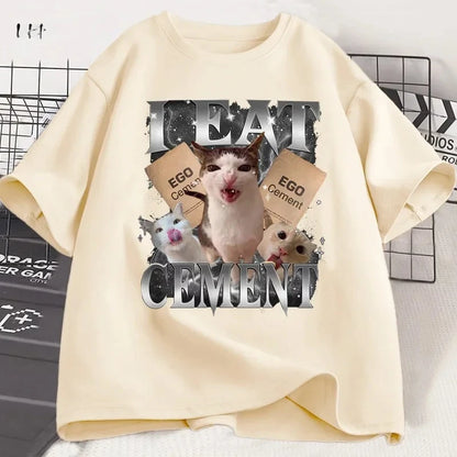 I Eat Cement Funny Cat Meme T-Shirt