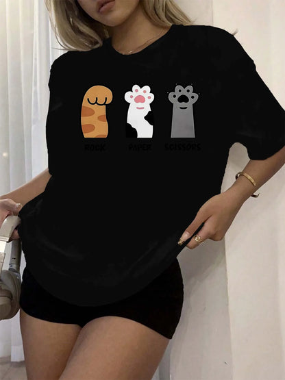 Rock-Paper-Scissors Cat Paw T-Shirt