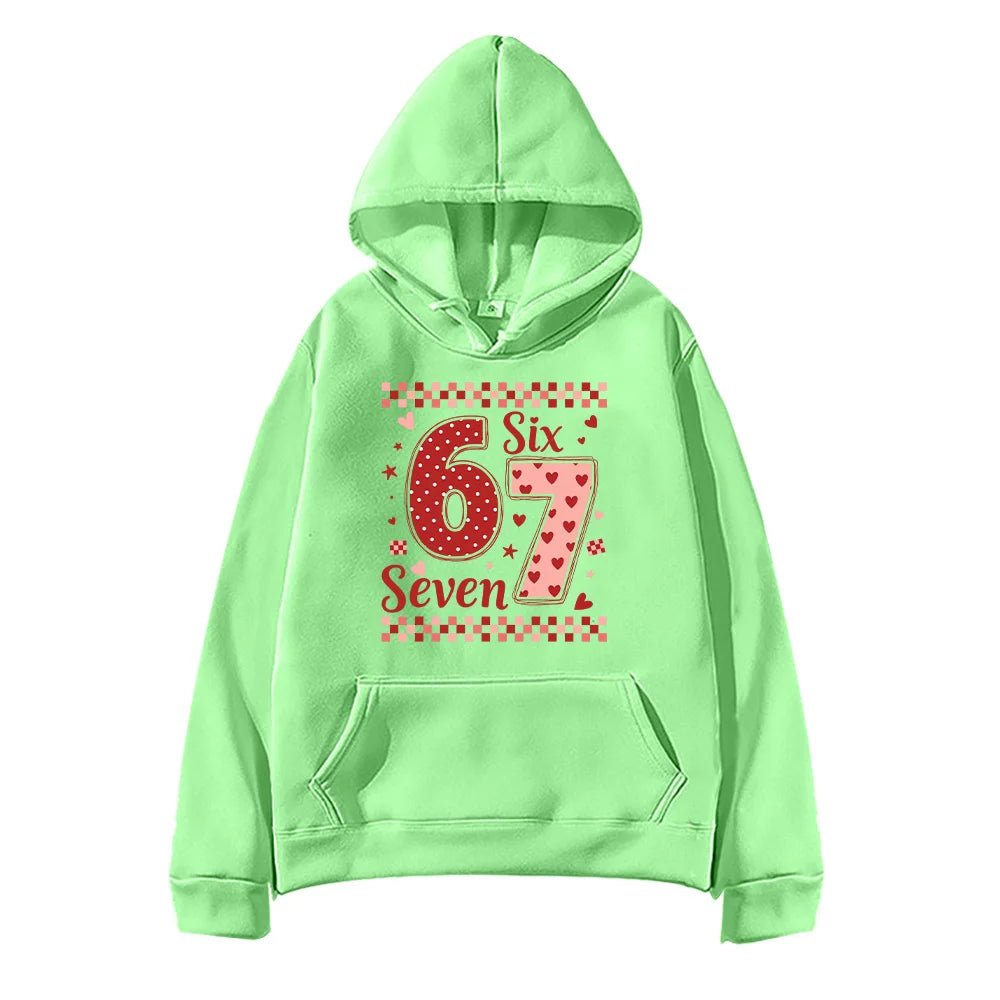 six seven valentine's day hoodie for kids