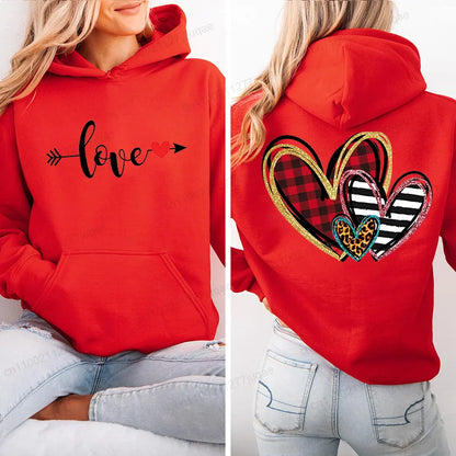 Red Heart Print Hoodie for Kids