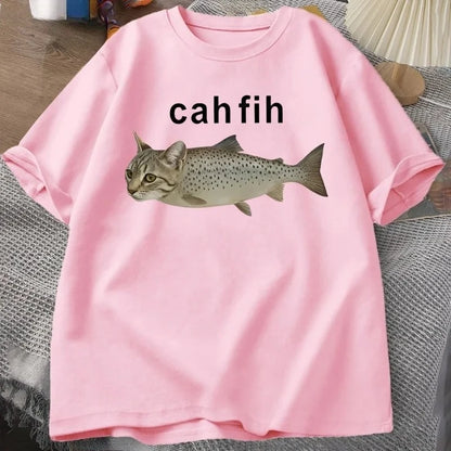 Cah Fih T-Shirt - Funny Cat and Fish Graphic Tee