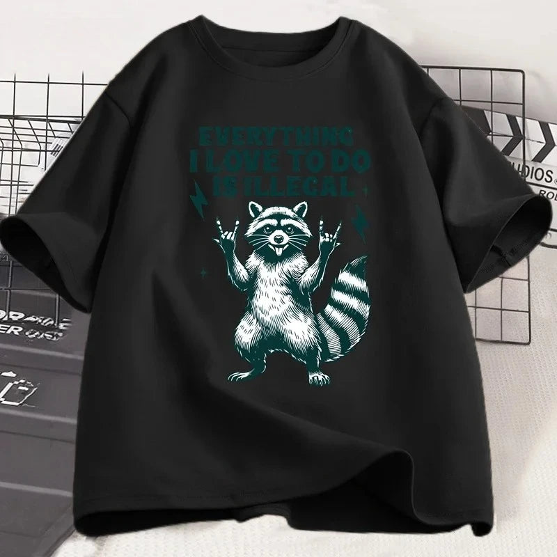 funny raccoon graphic t-shirt for kids