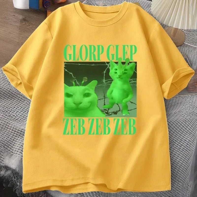 green alien cat graphic t-shirt for kids