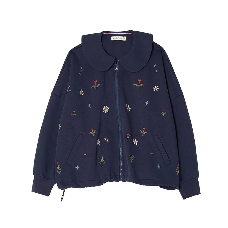 cute vintage floral zip-up hoodie for kids