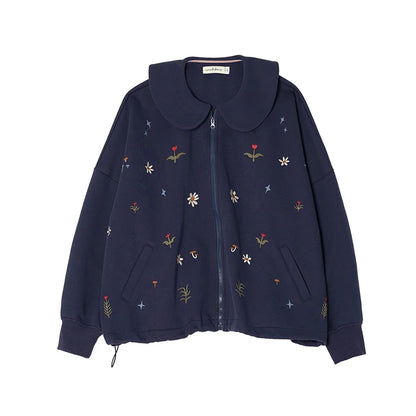 Cute Vintage Floral Zip-Up Hoodie for Kids