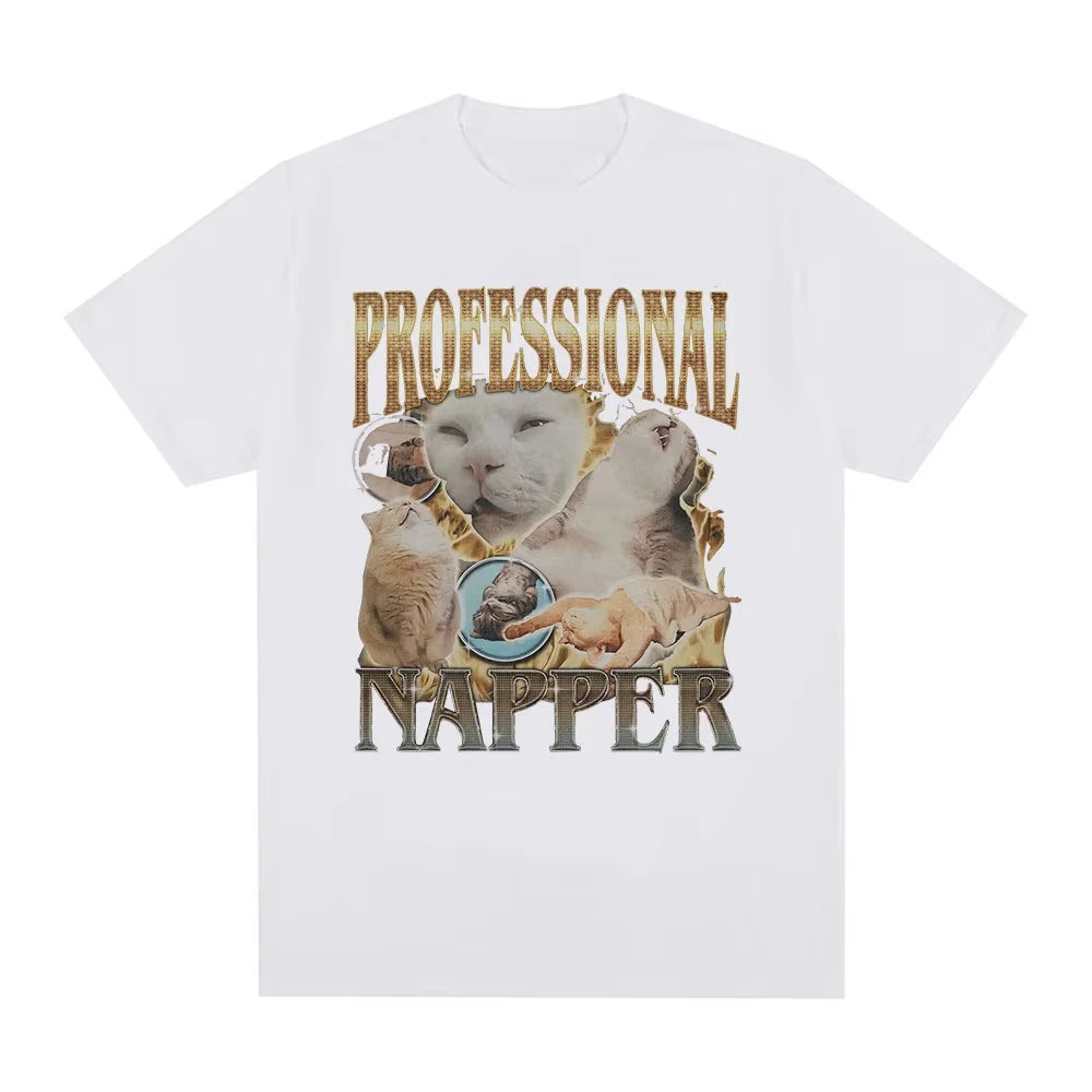 professional napper cat meme t-shirt for kids