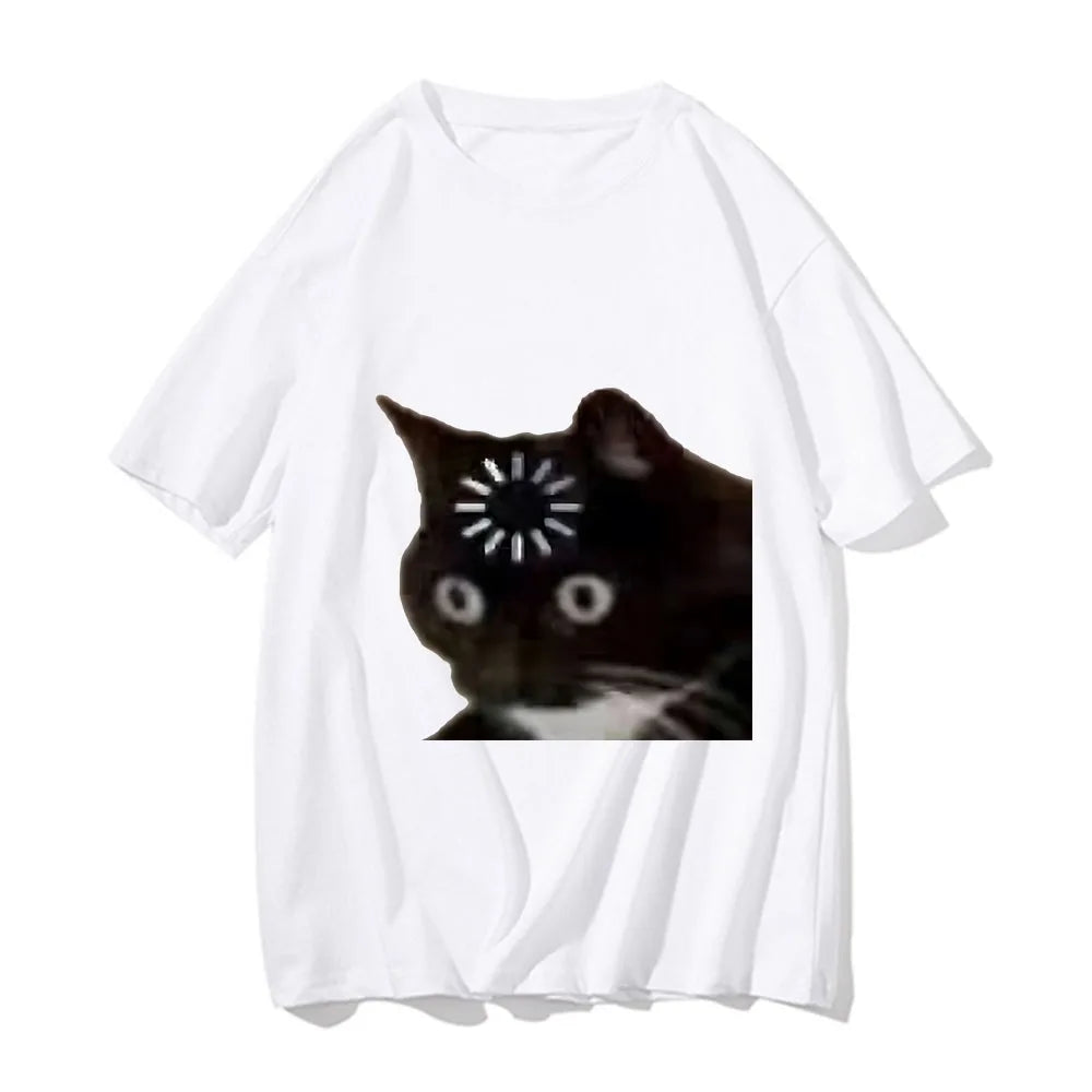 funny cat emotion print t-shirt for kids