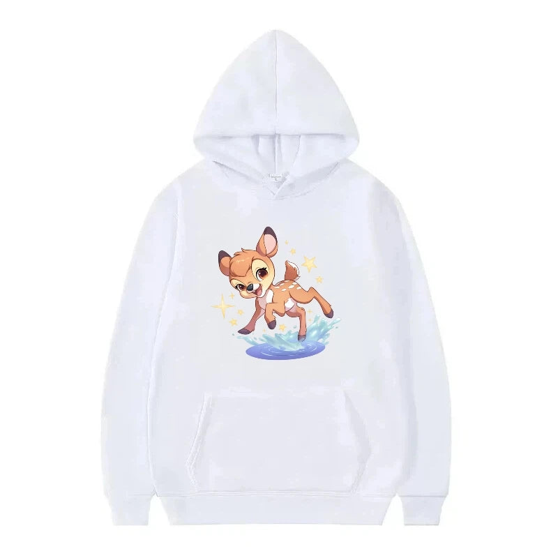 bambi cartoon pattern black hoodie for kids