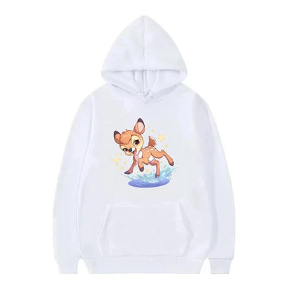 Bambi Cartoon Pattern Black Hoodie for Kids