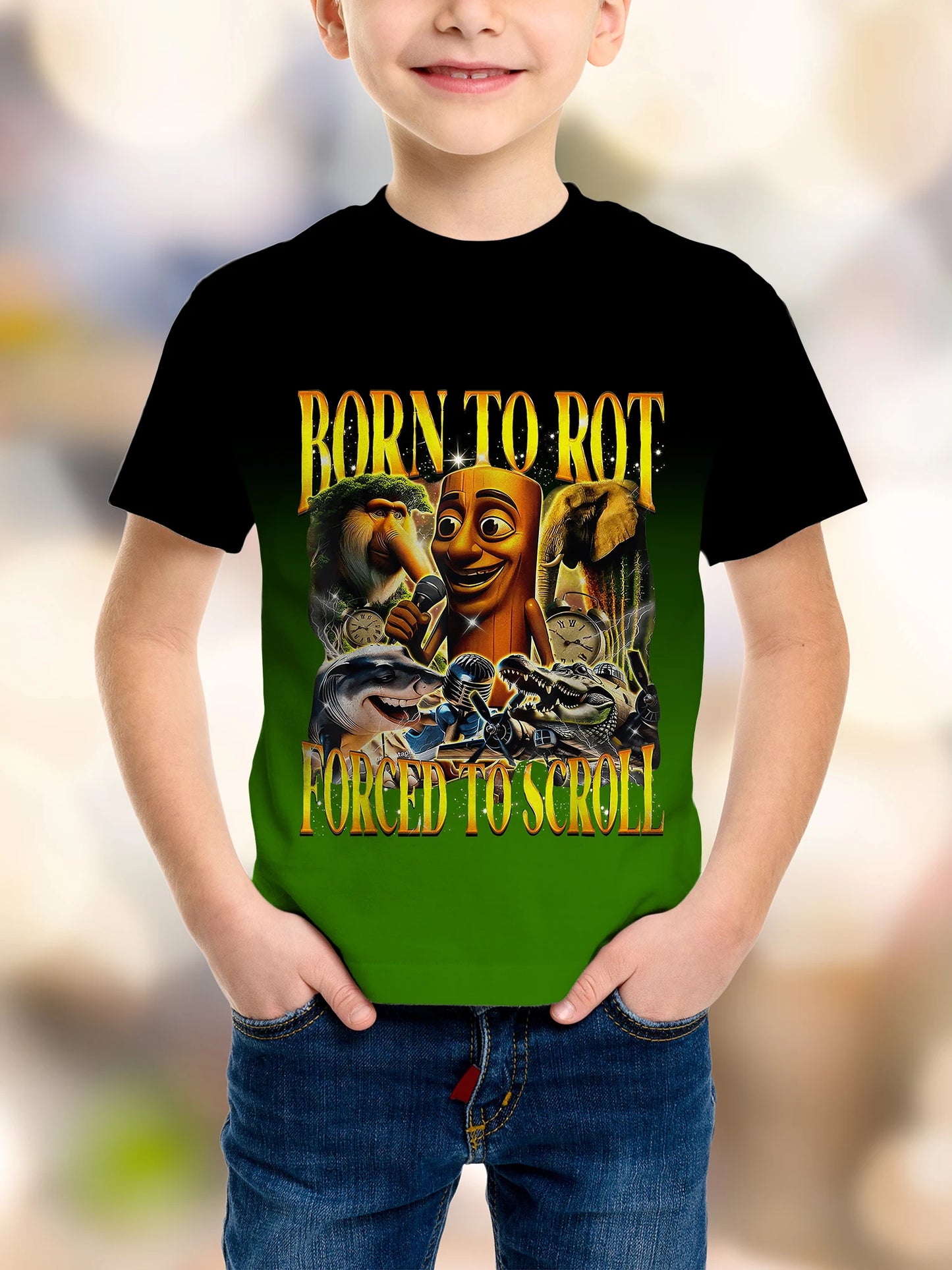 boys' 3d cartoon print t-shirt - tung tung sahur