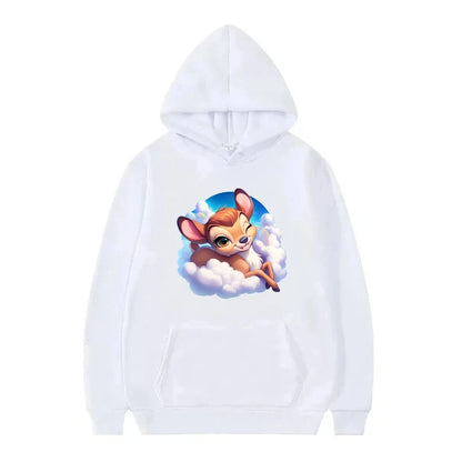 Bambi Cartoon Pattern Black Hoodie for Kids