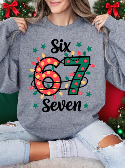 Six Seven Colourful Lights Print Sweatshirt