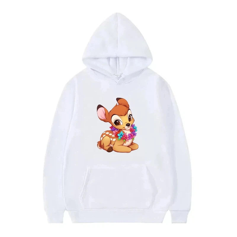 bambi cartoon pattern black hoodie for kids