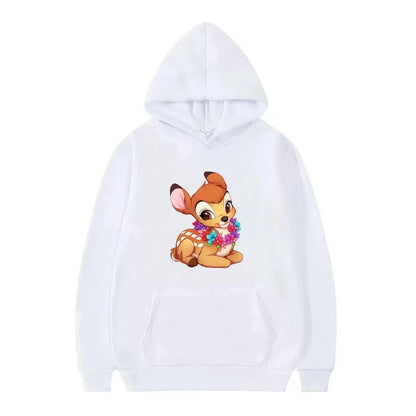 Bambi Cartoon Pattern Black Hoodie for Kids