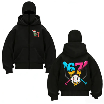 Boys' Black Cotton Hooded Hoodie with Cartoon Prints