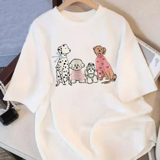 Cartoon Dog Print T-shirt for Kids