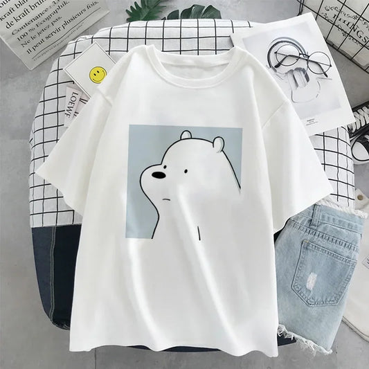 Kawaii Bear Print Short Sleeve T-shirt for Kids