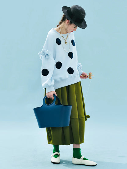 Polka Dot Bowknot Blue Hoodie for Kids