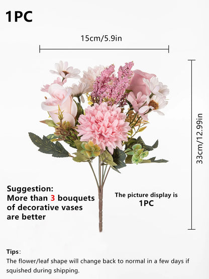 Artificial Flower Bouquet - Silk Rose & Daisy Arrangement