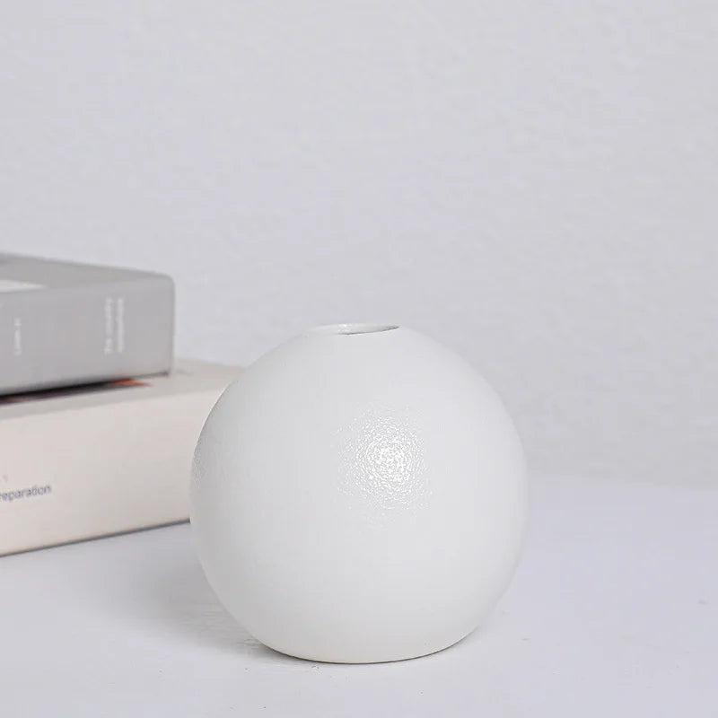 nordic black ball flower vase - ceramic pot