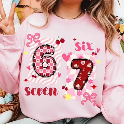 Trendy Meme Pink Hearts Sweatshirt for Kids