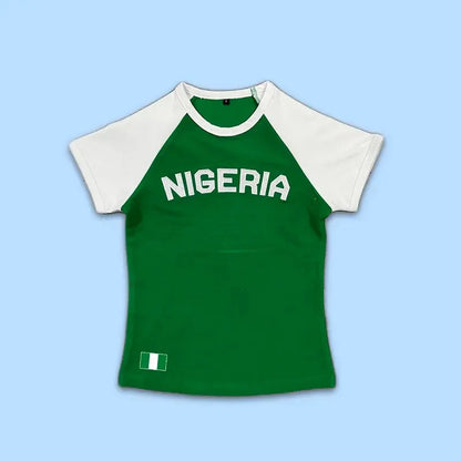 Green Nigeria Graphic T-shirt for Kids