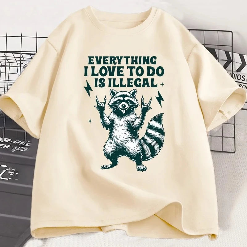 funny raccoon graphic t-shirt for kids