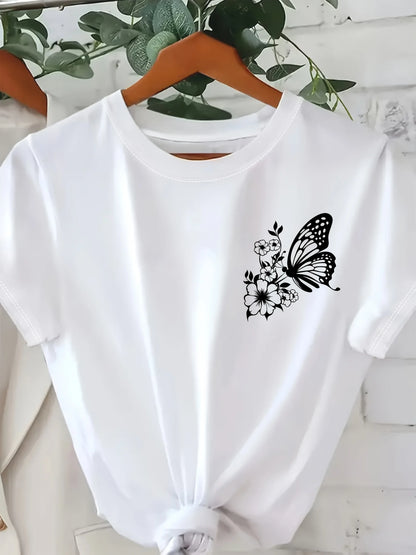 Vibrant Orange Butterfly Print T-shirt for Kids