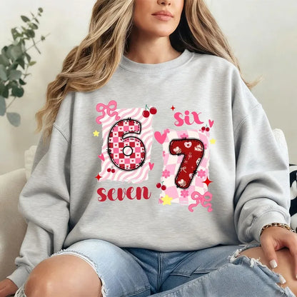 Trendy Meme Pink Hearts Sweatshirt for Kids