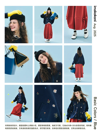 Cute Vintage Floral Zip-Up Hoodie for Kids