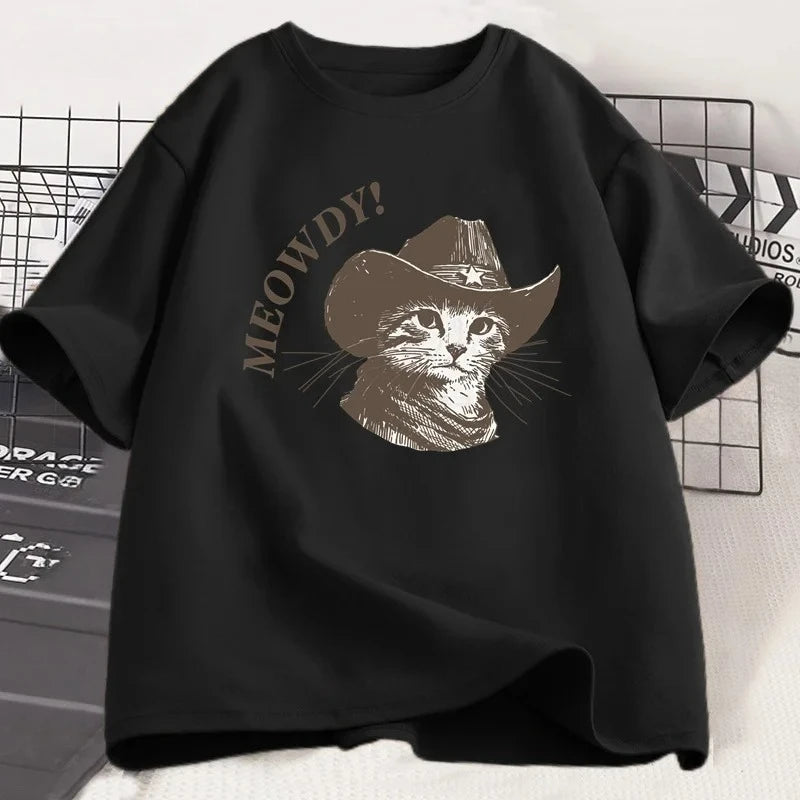 meowdy cowboy cat t-shirt for kids