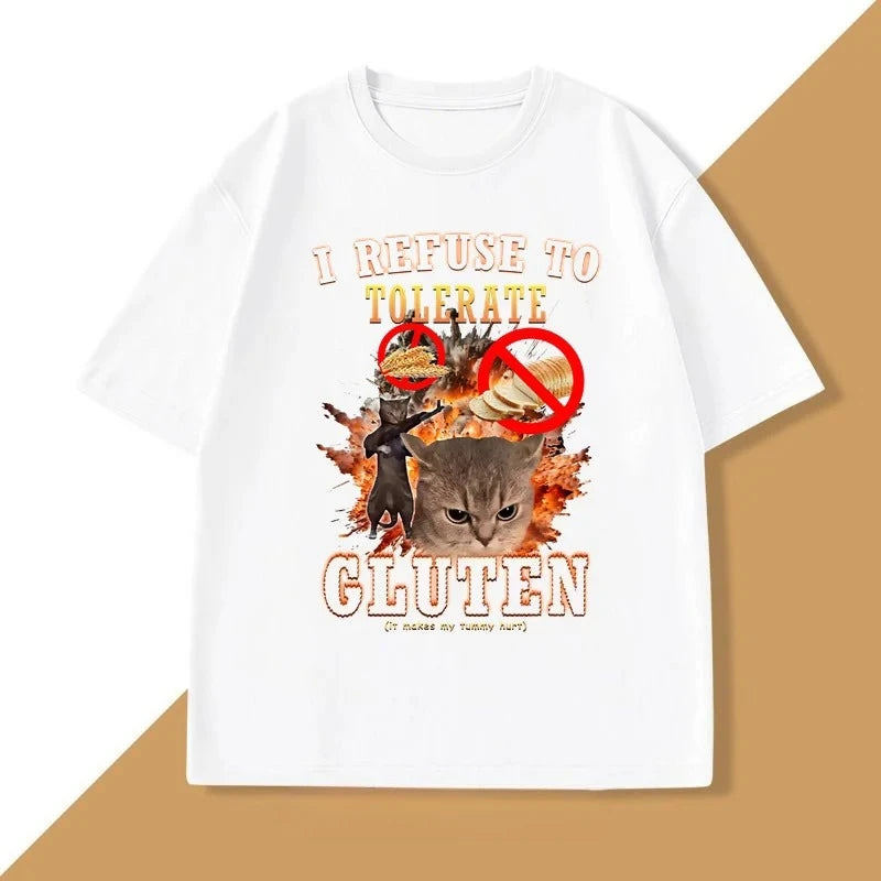 i refuse gluten tolerance cat t-shirt for kids