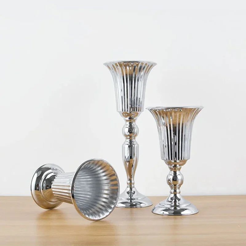 silver flower vase set for kids' parties