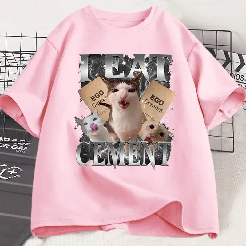 i eat cement funny cat meme t-shirt