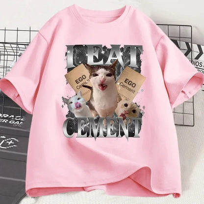 I Eat Cement Funny Cat Meme T-Shirt