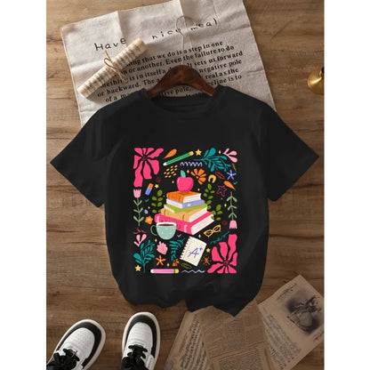 Colourful Book Print T-Shirt for Kids