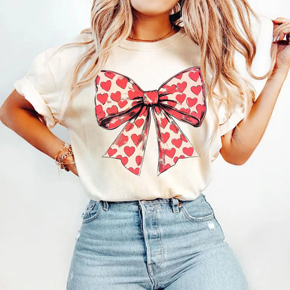 Vintage Heart and Bow Graphic T-shirt for Kids