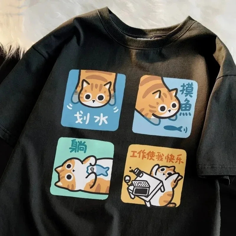 cute cartoon cat and dog graphic t-shirt for kids