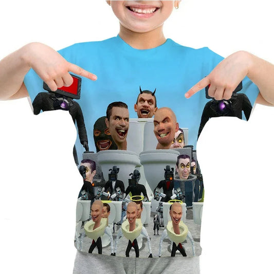 Skibidi Toilet 3D Print T-Shirt for Kids