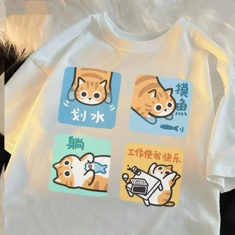 cute cartoon cat and dog graphic t-shirt for kids