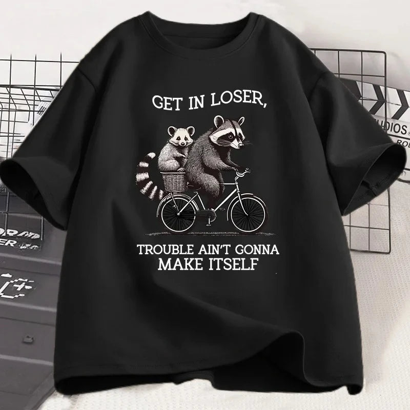 funny raccoon graphic t-shirt for kids