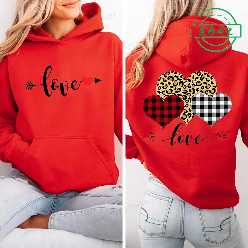 red heart print hoodie for kids