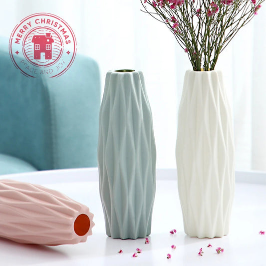 21cm Modern Flower Vase in White, Pink, and Green